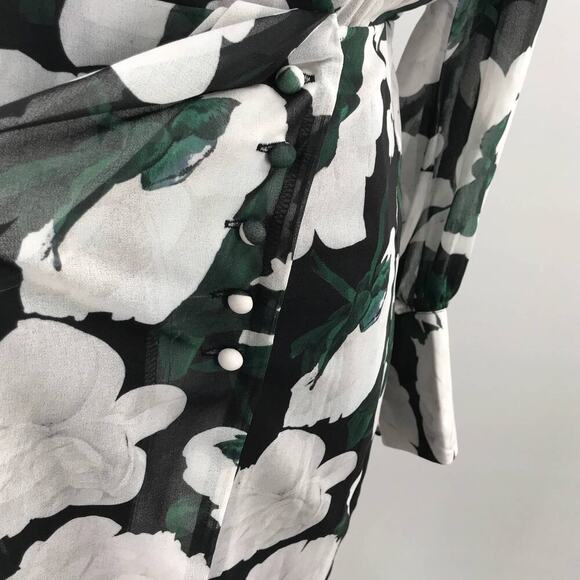 The Kooples Floral Ecru Short Printed Black Dress 2 - Picture 6 of 11